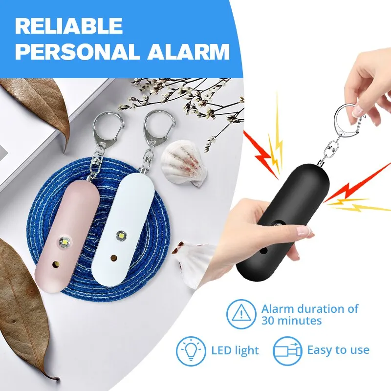 IP56 Waterproof Mini Personal Pull Pin Self-Defense Emergency Security Alarm 130dB Sound Light Alarm Sound Dual Outlet