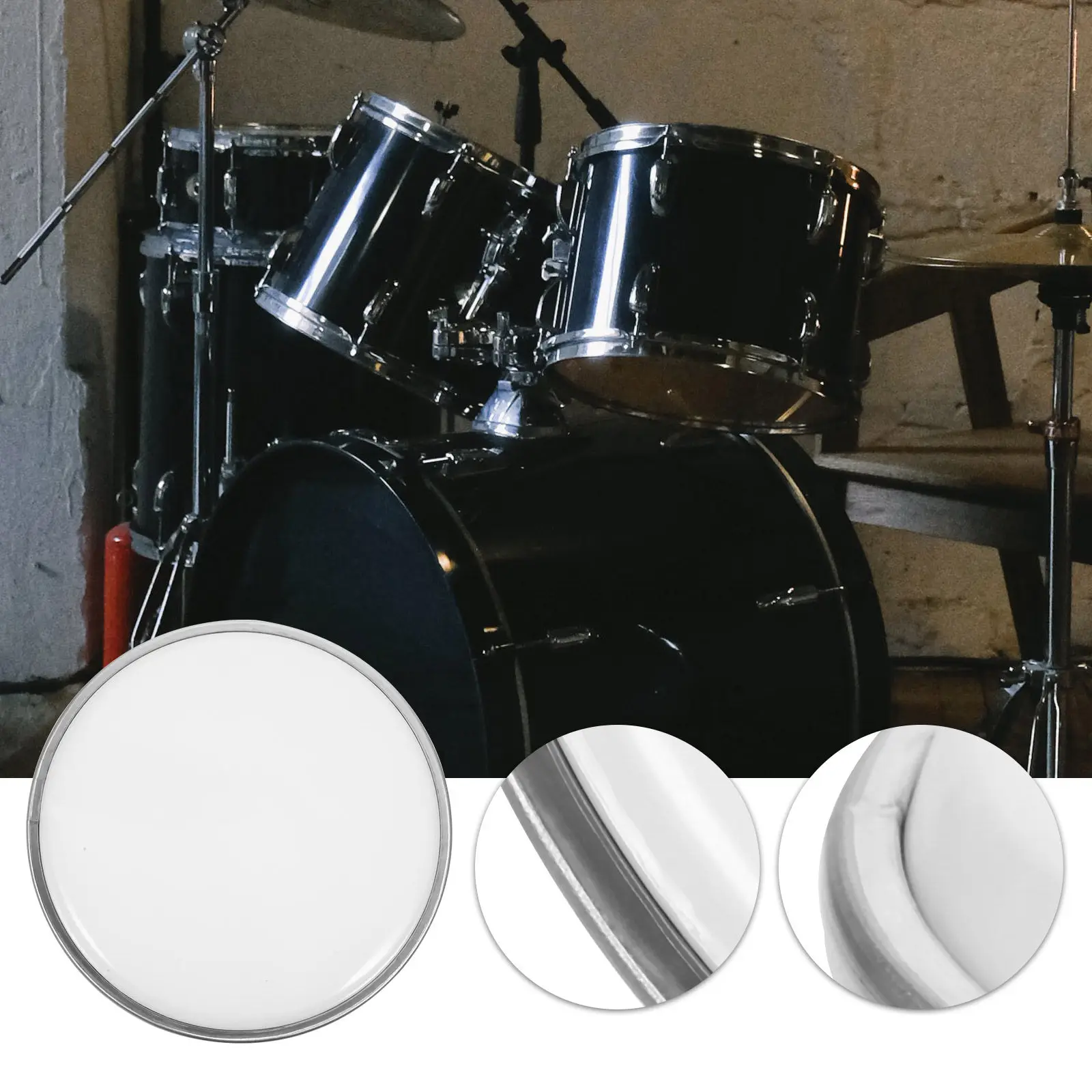 Professional Double-Layer Drum Skin Replacement 14 Inch Polyester Film Drum Head Cover Long-Lasting Wear-Resistant Percussion