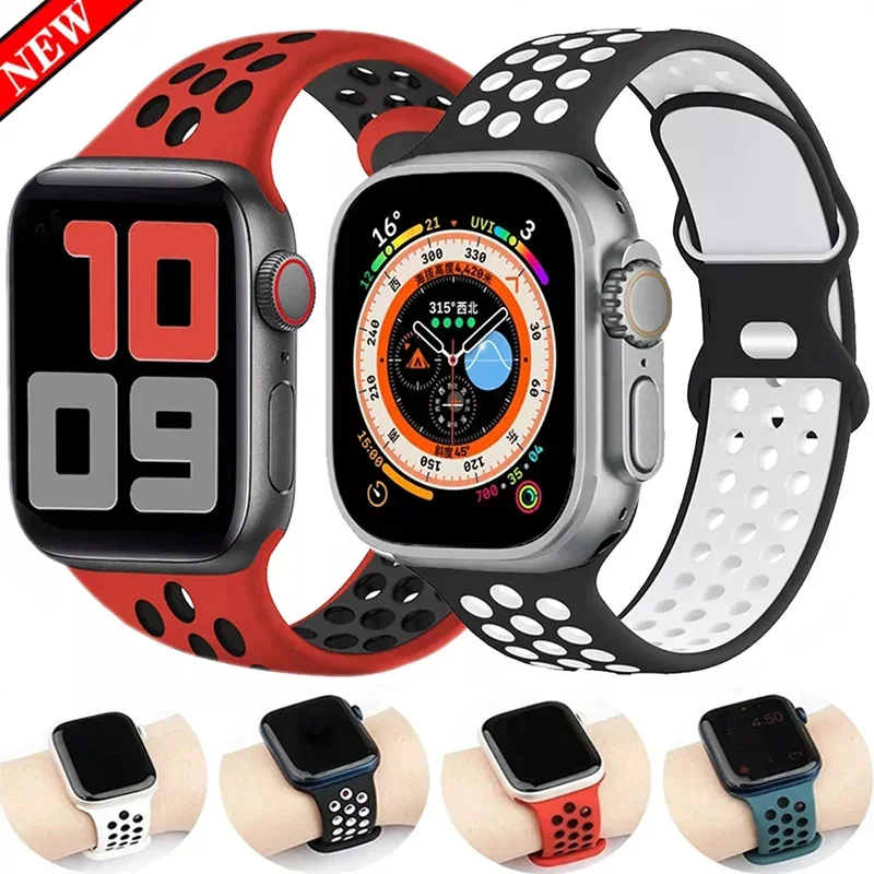 Silicone Strap for Apple Watch Band 44mm 40mm 45mm 41mm 49mm 42mm 38mm 46 Mm Bracelet IWatch Series 9 8 7 3 6 5 4 10 SE Ultra 2