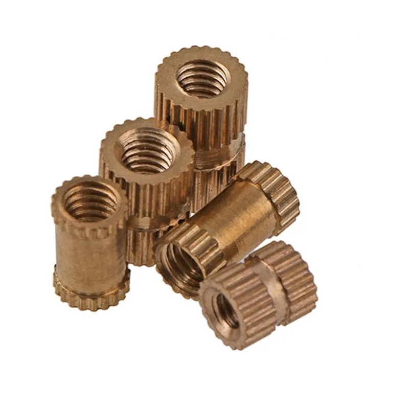 Injection Molded Brass Nut InsertEmbedded PartsDouble Diagonal Knurled Hot Melt Nut M5-M1010pcs