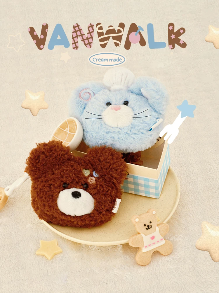 Cute  Plush Earphone Bag Girls Gift Bag Pendant Zipper Coin Purse VANWALK Pinecone Tribe Soft Polyester Wallet for Youth