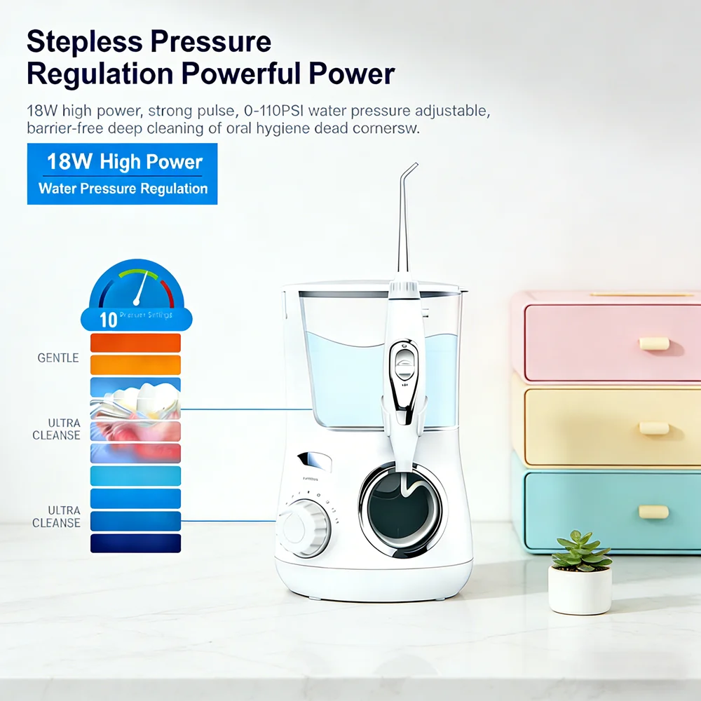 

Водонепроницаемый ирригатор для полости рта с 10 режимами и 5 насадками, электрический водный флоссер для чистки зубов, для семейного ухода за полостью рта