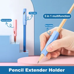 6pcs Soft Pencil Holder Pencil Extender Silicone Children Writing Correction Grips Assist Pen Holder for Kids Stationery Gifts