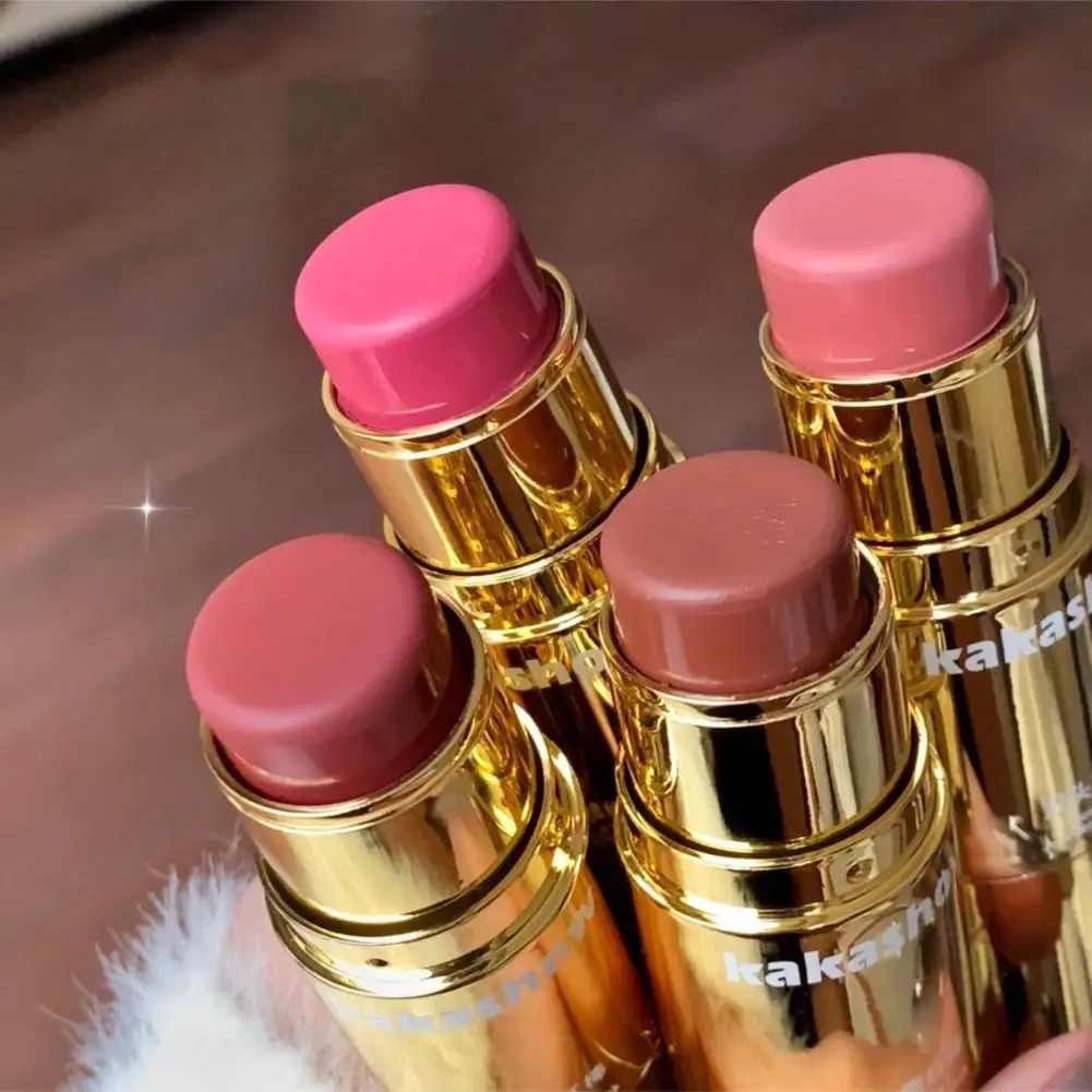 Blush Stick Double-ended Spons Blush Gezicht Verhelderende Lage Verzadigde Blusher Crème Perzik Roze Wang Tint Make-Up Cosmetica