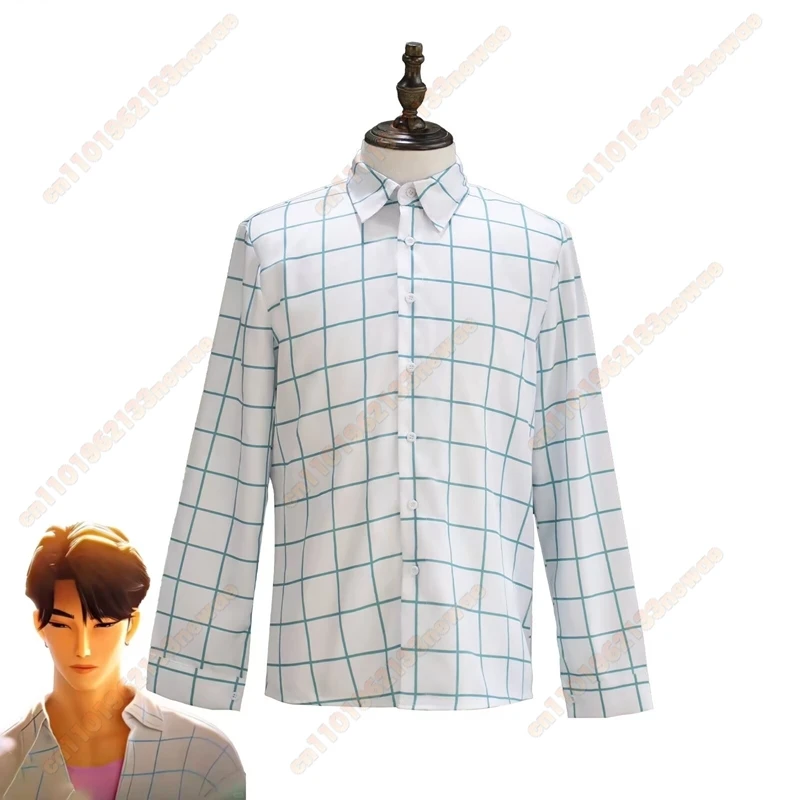 

new Anime Kpop Demon Hunters Jinu Saja Boys Soda Pop Stage Performance Plaid Shirt Cosplay Costume Boy Group Dance Outfit Blouse