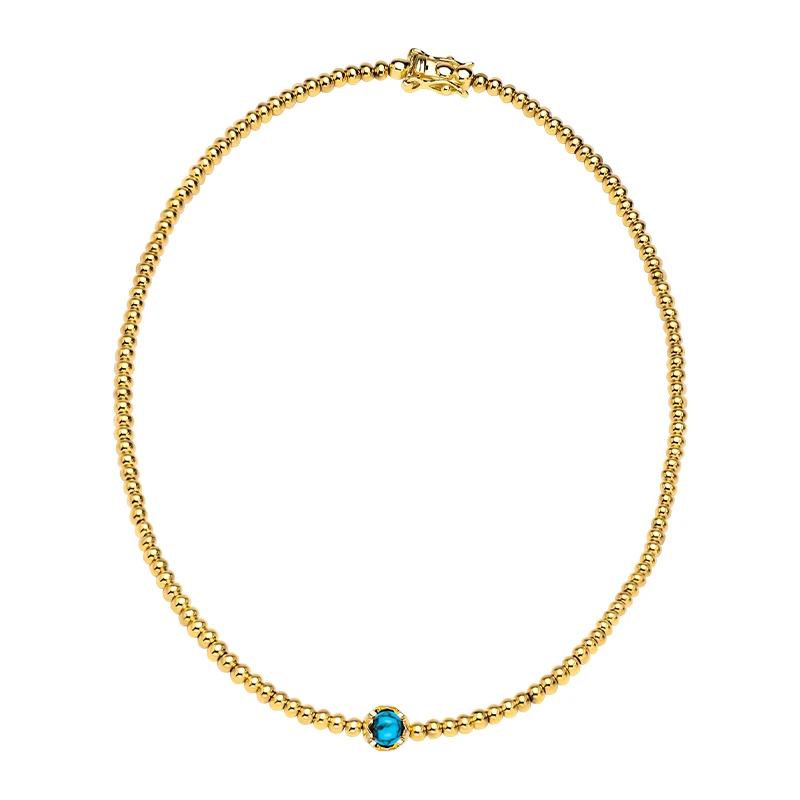 VAROLE Punk Bead Chain Necklace For Women Stainless Steel Choker Necklaces Gold Color Fashion Jewelry Collier Femme