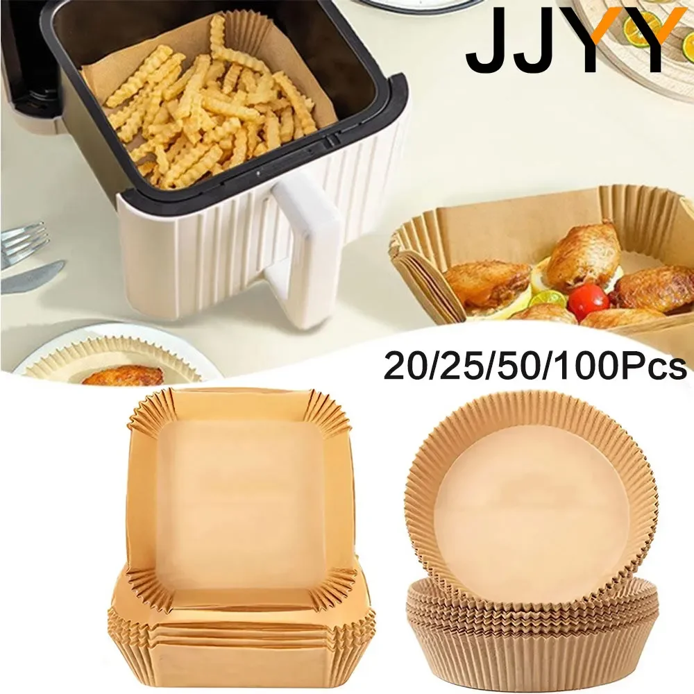 

20/25/50/100Pcs Air Fryer Disposable Paper Liner Replacement Air Fryer Liners Parchment Paper for Air Fryer Oven Accessories