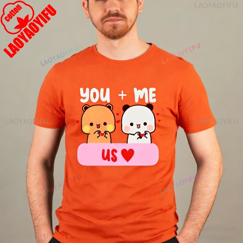 Kawaii DUDU BUBU الحب الأزواج أنت وأنا إلى الأبد لطيف الكرتون الدببة زوجين مطابقة المحملة موضة عادية تي شيرت مطبوع بلايز