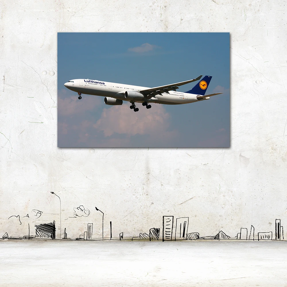 Large Airliner Airbus A330 Canvas Painting Printed Poster Aeroplane Wall Art Picture Living Room Bedroom Home Decoration