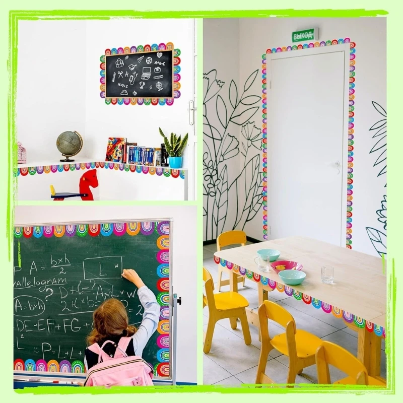  10m Bulletin Board Borders Colorful Decorative Sticker Flag Day Border Trim