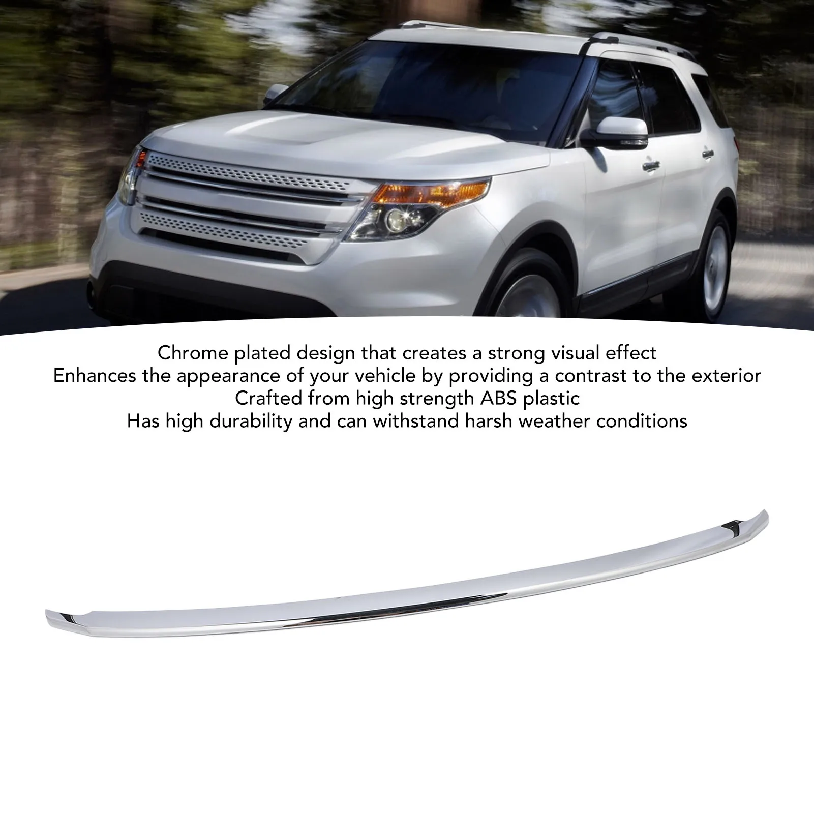 Garniture supérieure de calandre chromée, grille avant brillante, garniture de moulage pour Ford Explorer Base Limited XLT 8200 à 2011, BB5Z 2015 AA