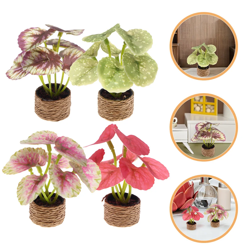 

4Pcs Miniature Bonsai Plants No Watering Needed Tiny Artificial Greenery for Dollhouse Decor Delicate Mini House Ornaments