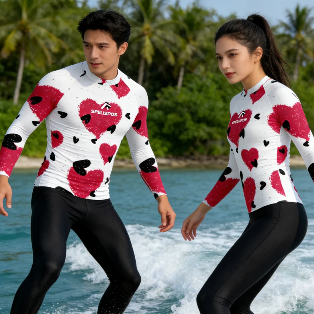 Men's and Women's Long Sleeve Rash Guard Surfing Shirt Clothing UPF50+ Beach Swim Sailing Top Wear T-shirt for Water Sport
