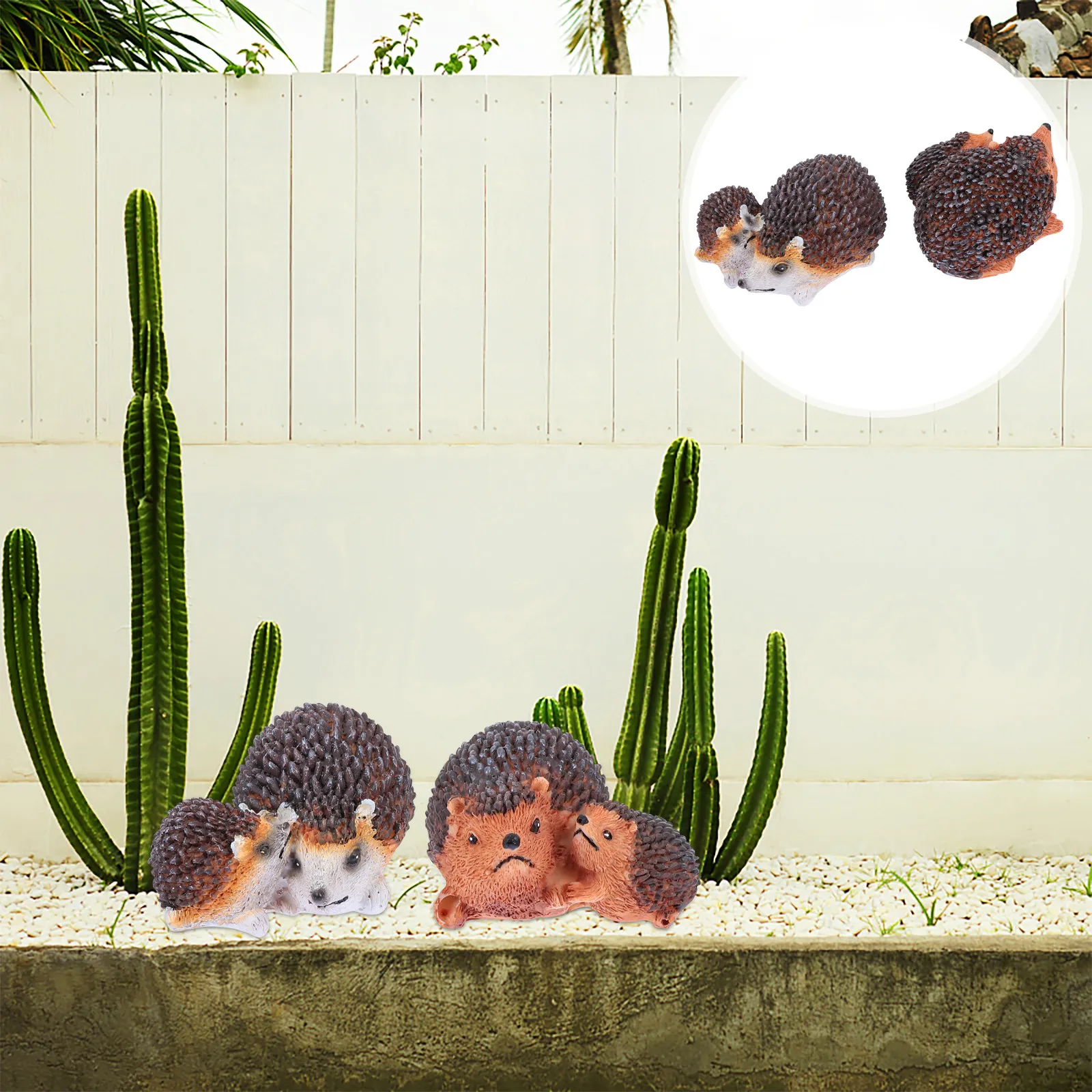 1Pair Resin Mother and Hedgehog Mini Garden Decoration for Moss Succulent Micro Landscape Craft Home Office Shop Decor
