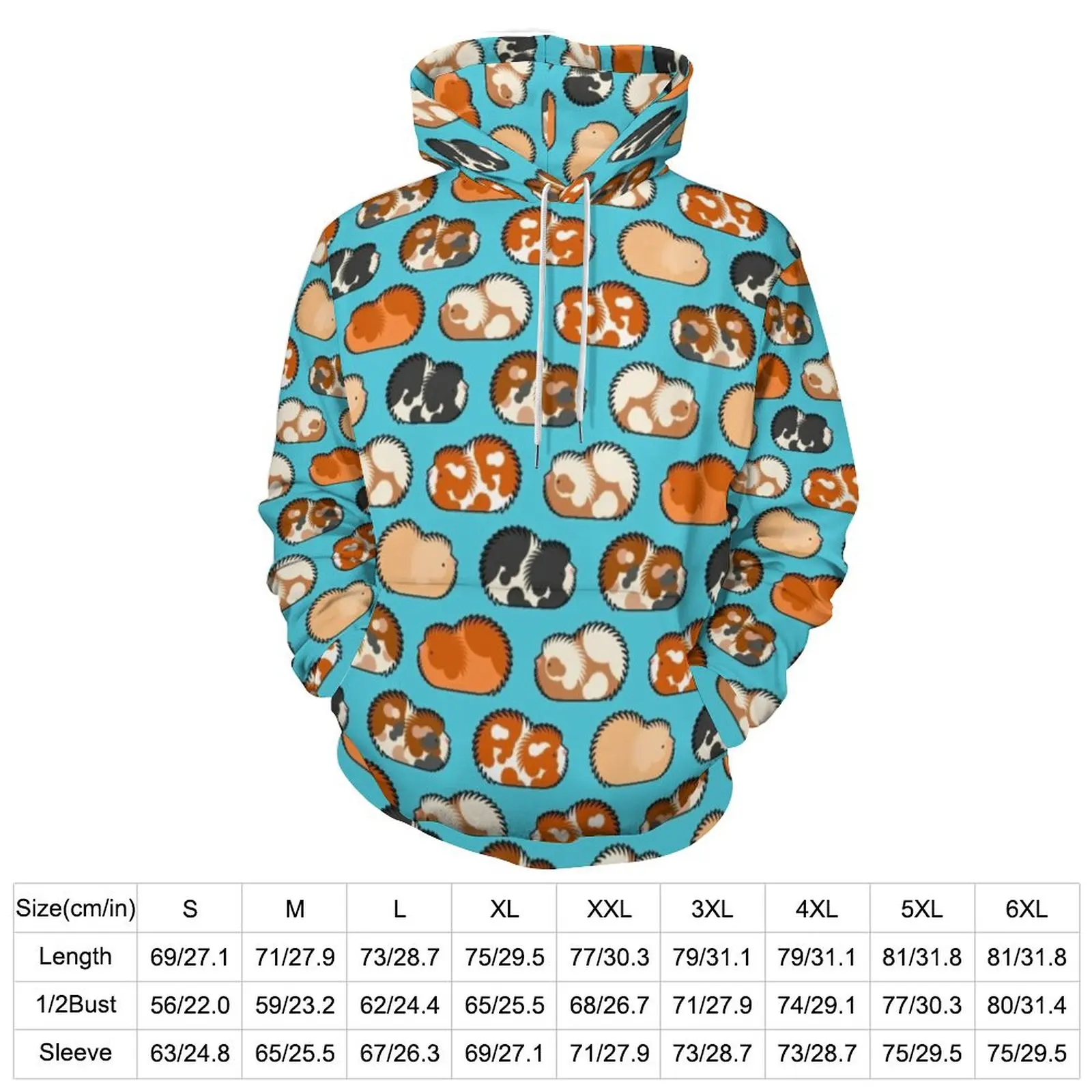 Guinea Pig Print Casual Hoodies Cute Animal Streetwear Hoodie Men Long Sleeve Trendy Graphic Hooded Sweatshirts Birthday Present