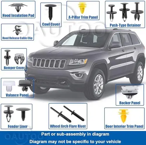 

OAUTOO 183pcs Grand Cherokee WK/WK2 2005-2019 Body Fastener Clip Set