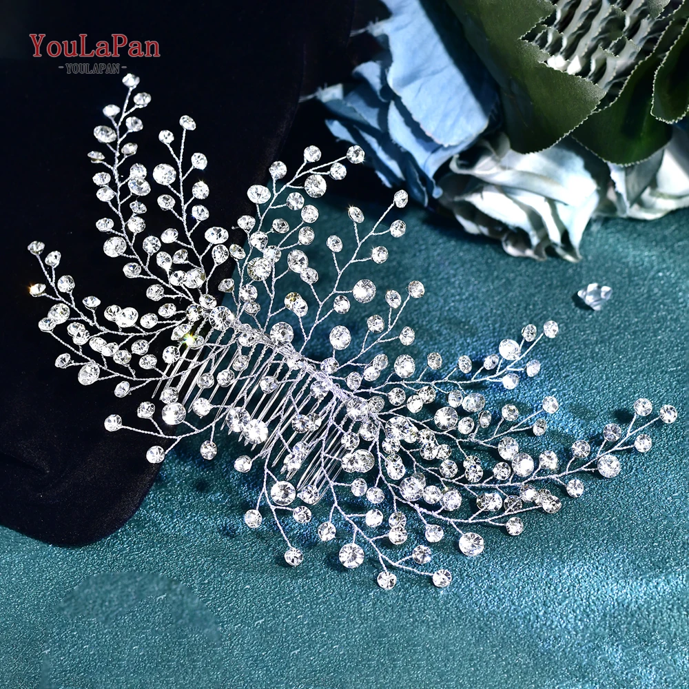 

YouLaPan Trendy Silver Color Rhinestone Hair Comb Wedding Bride Hair Style Side Comb Hair Jewelry Bridesmaids Headpieces HP827