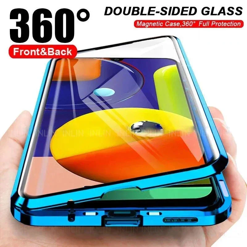 360 Full Double-Sided Metal Magnetic Phone Case For VIVO Y21S Y20S Y20i Y20T Y20G Y20A Y21T Y21G Y21A Y21e Tempered Glass Cases