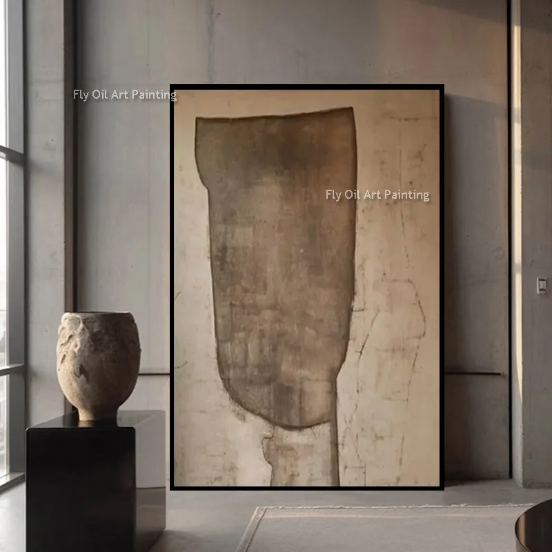 

Abstract Simple Wall Art Decor For Living Roon Handpainted Beige Brown Canvas Home Wall Items Texture Oil Painting As Gift