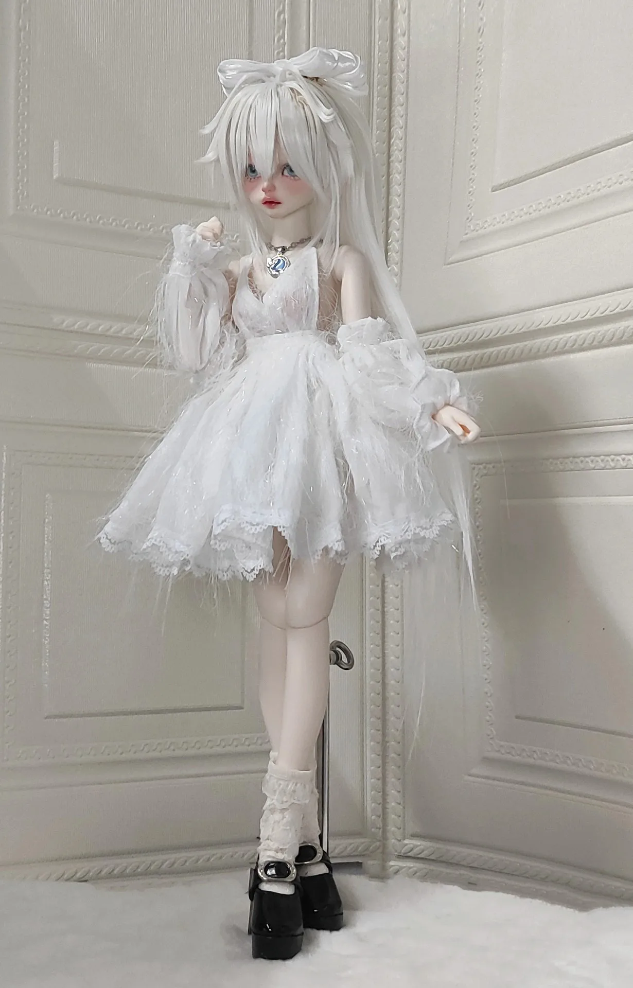 Doll accessories 1/3 1/4 BJD doll skirt white dress skirt tiara set