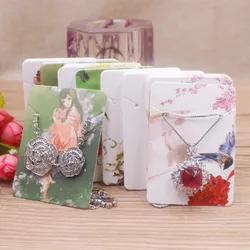 Zerong 50pcs flower style Earrings and Necklace Display Cards Cardboard necklace set pendant Package Hang Tag Card 5x7cm