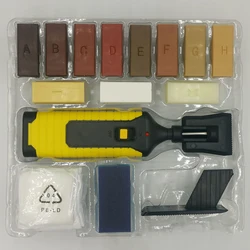 Kit de reparación de suelo y muebles con cera de 11 bloques, reparador de muebles de madera, restaurador de su mesa de madera, armario, chapa, puerta