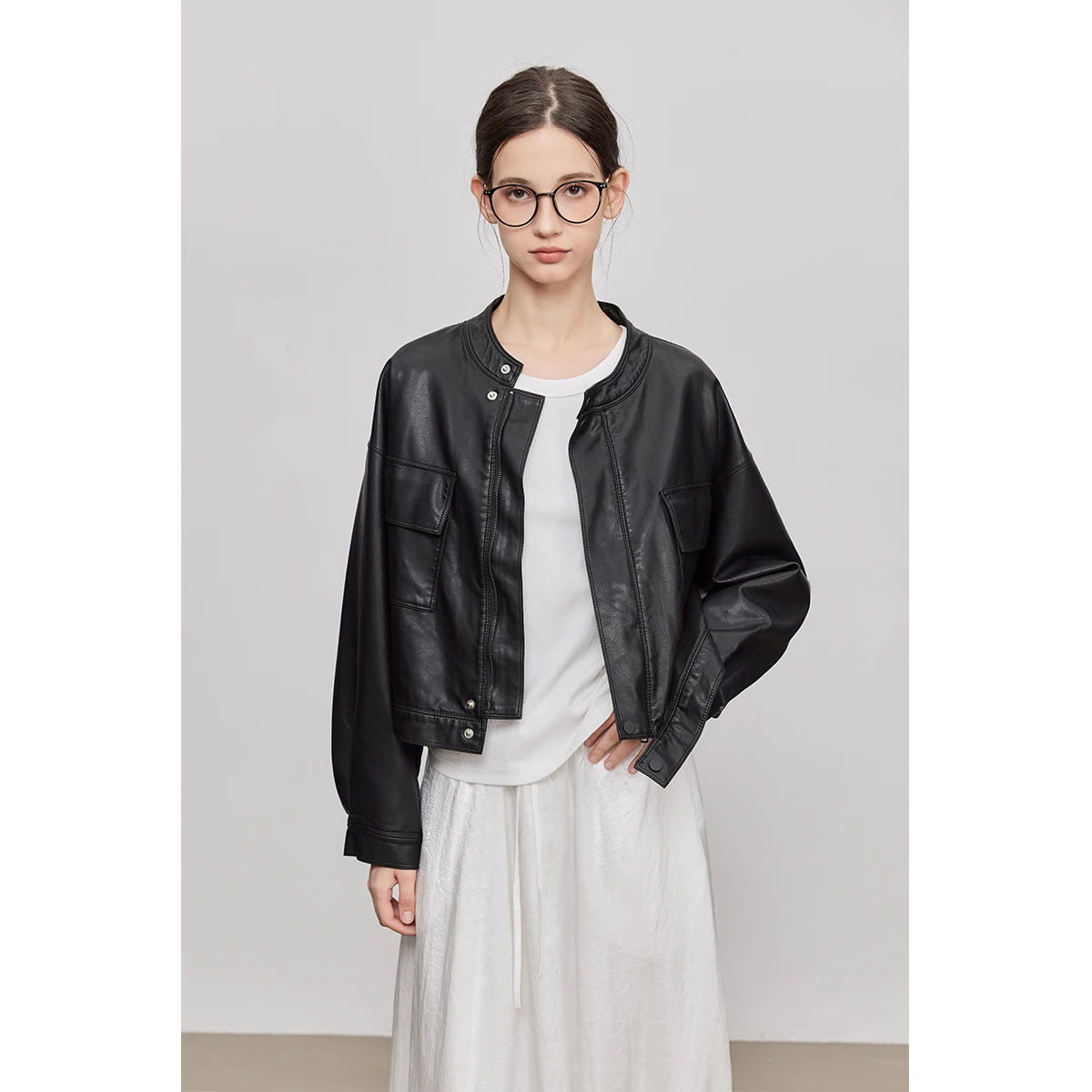 

ASSEUU Bla American Sle PU Leather Jaet ort Faionable Women's Top Fall 2025 New Arrival Versatile Ele Ladies' Coat