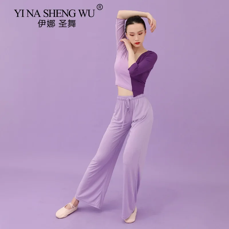 Nowy Klasyczny Strój do Tańca Brzucha Szerokie Nogawki Starożytny Kostium Hanfu Strój do Ćwiczeń Luźne Spodnie Profesjonalny Top do Ćwiczeń