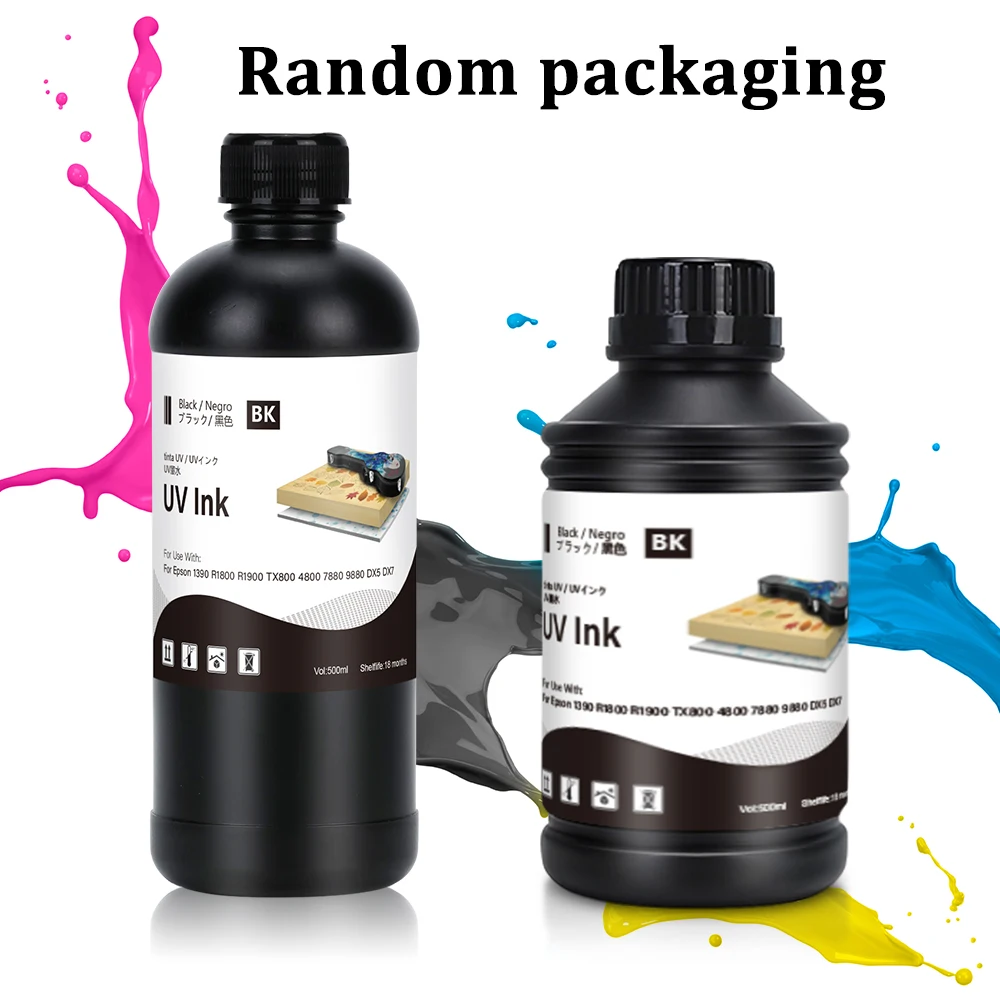 500ml tuszu LED UV do wszystkich płaskich drukarek UV Epson, do modeli Epson 1390 R1800 R1900 TX800 4800 7880 9880 DX5 DX7 — zdjęcie produktu 4