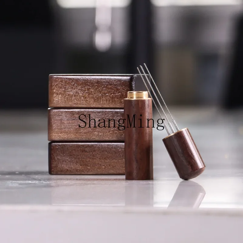 CLLminimalistZD coffee cloth powder needle hand flushing powder needle stainless steel belt storage solid wood brush