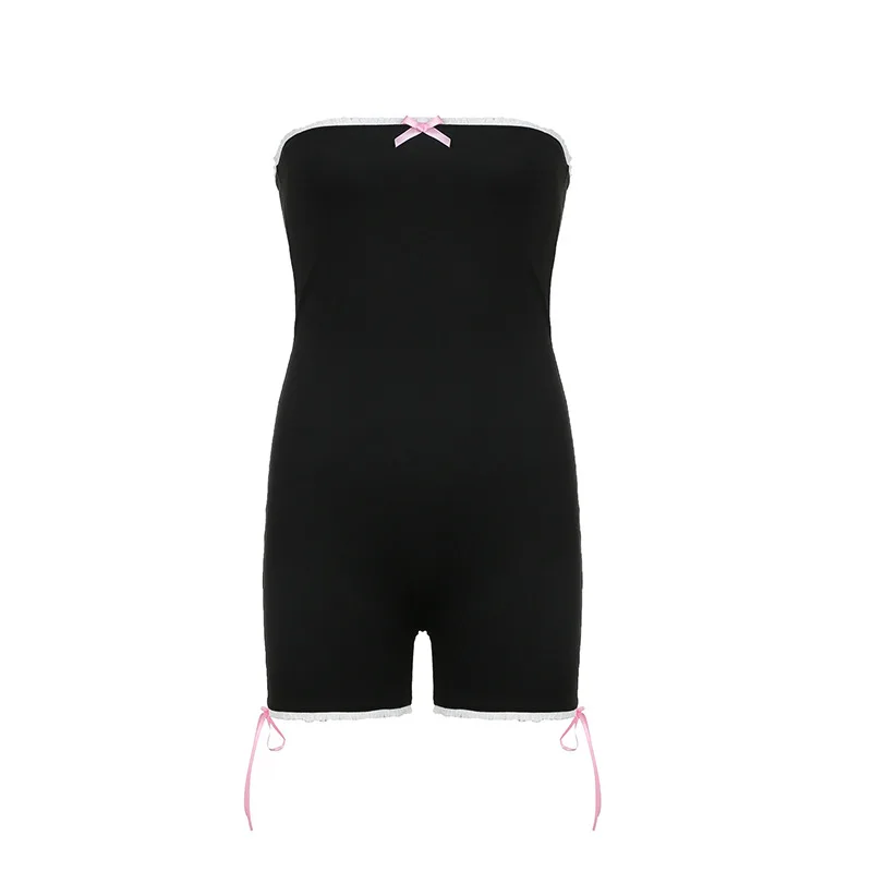 Rockmore y2k Black Bodycon Strapless Jumpsuit Women Fashion Body-Shaping Romper One Piece Bodysuit Streetwear Playsuit Mujer