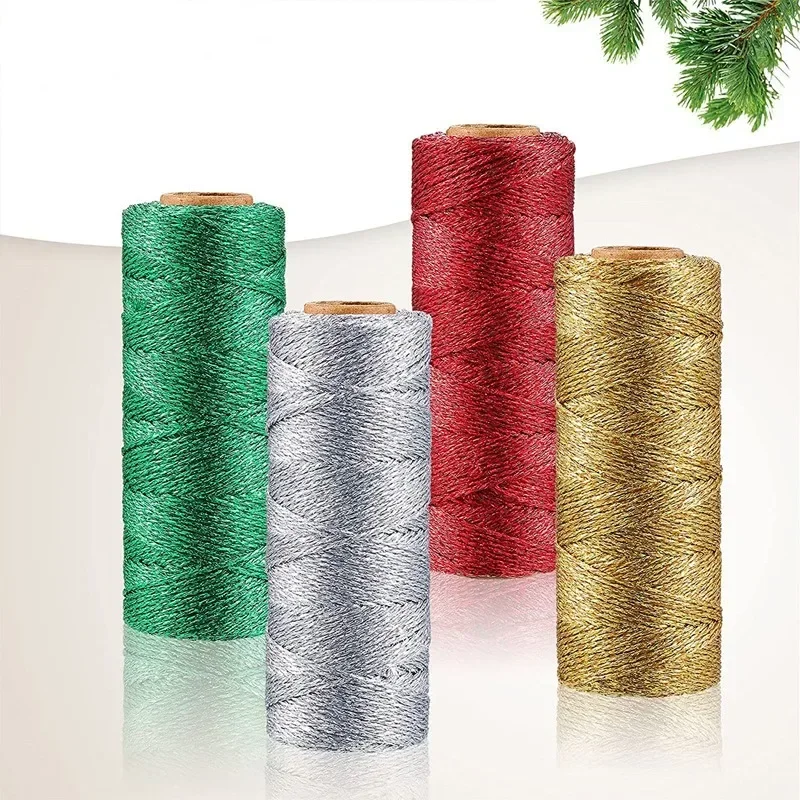 1mm 100Meters Gold Silver Macrame Cord Rope String Twine Ribbon Bows Crafts DIY Gift Wrap Sewing Twisted Thread Textile Decor