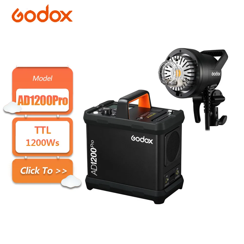 Godox AD1200 Pro 1200Ws 1/8000 TTL HSS Studio Photography Flash with LCD Panel Cooling System Portable Outside Shooting