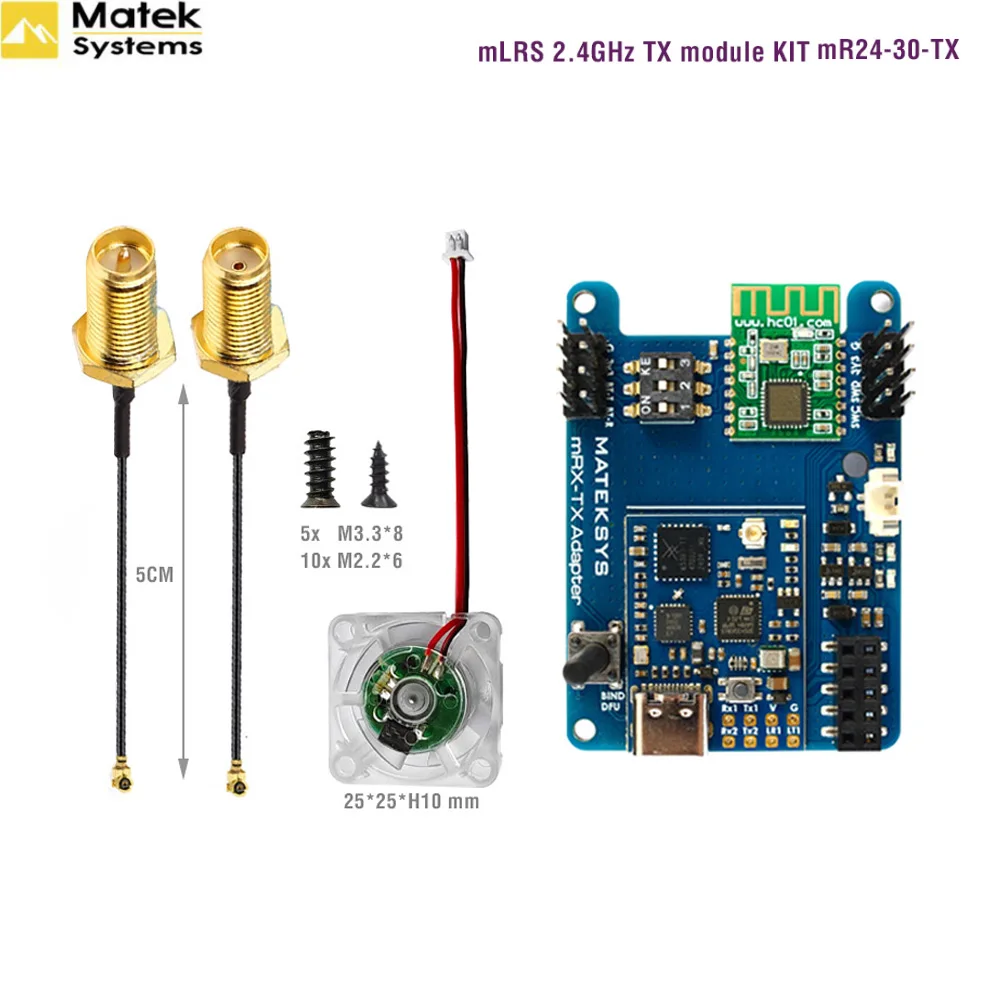 Matek Mateksys MR24-30-TX MLRS MAVLINK 2.4GHZ TX MODULE KIT MR24-30-TX mLRS firmware 2.4 GHz LoRa 30 dBm RF power