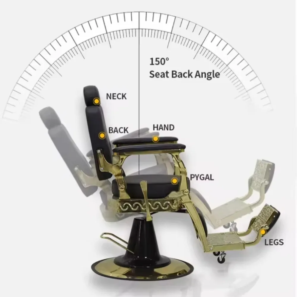 Salon Portable Barbers Shop Chairs with Hydraulic Pump Antique Gold Leather  Portable Barbers Shop Chairs for Sale