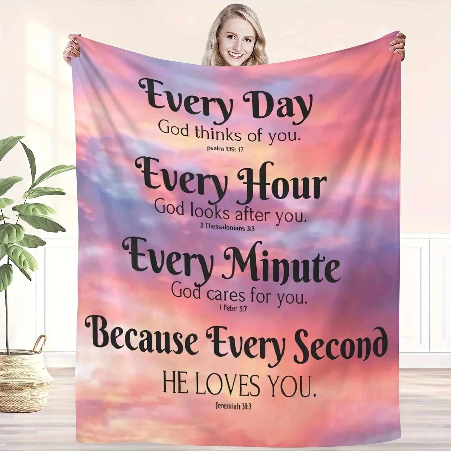 

Christian inspired quotes Hug blankets, flannel woven soft and comfortable all-season blankets, digitally printed religious
