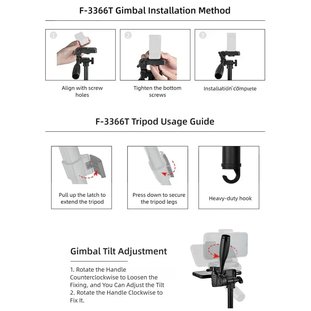 

3366, штатив для камеры, многофункциональный черный штатив для прямой трансляции телефона, подъемная ось, портативная ручка, профессиональная подставка для штатива