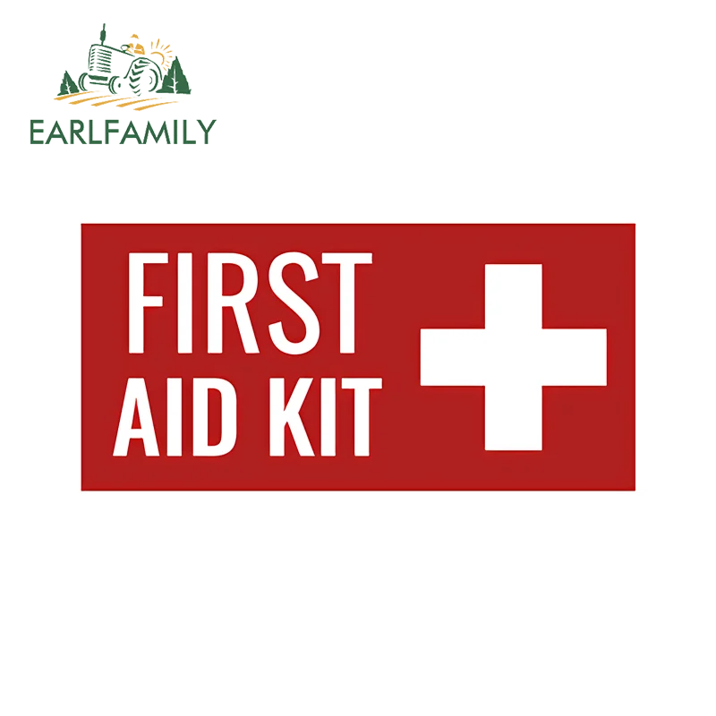 EARLFAMILY First Aid Car Stickers Eye-Catching Amusing Motorcycle Helmet Decals Sunscreen Vinyl PVC SUV Decoration Accessories