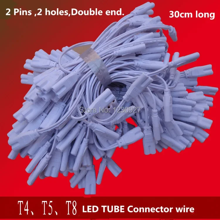

10pcs 30cm Long T4 T5 T8 Fixture Tube Light Connector Cable Led Lighting Tube Connector 2 Pin Double-end Cable Connecting Line
