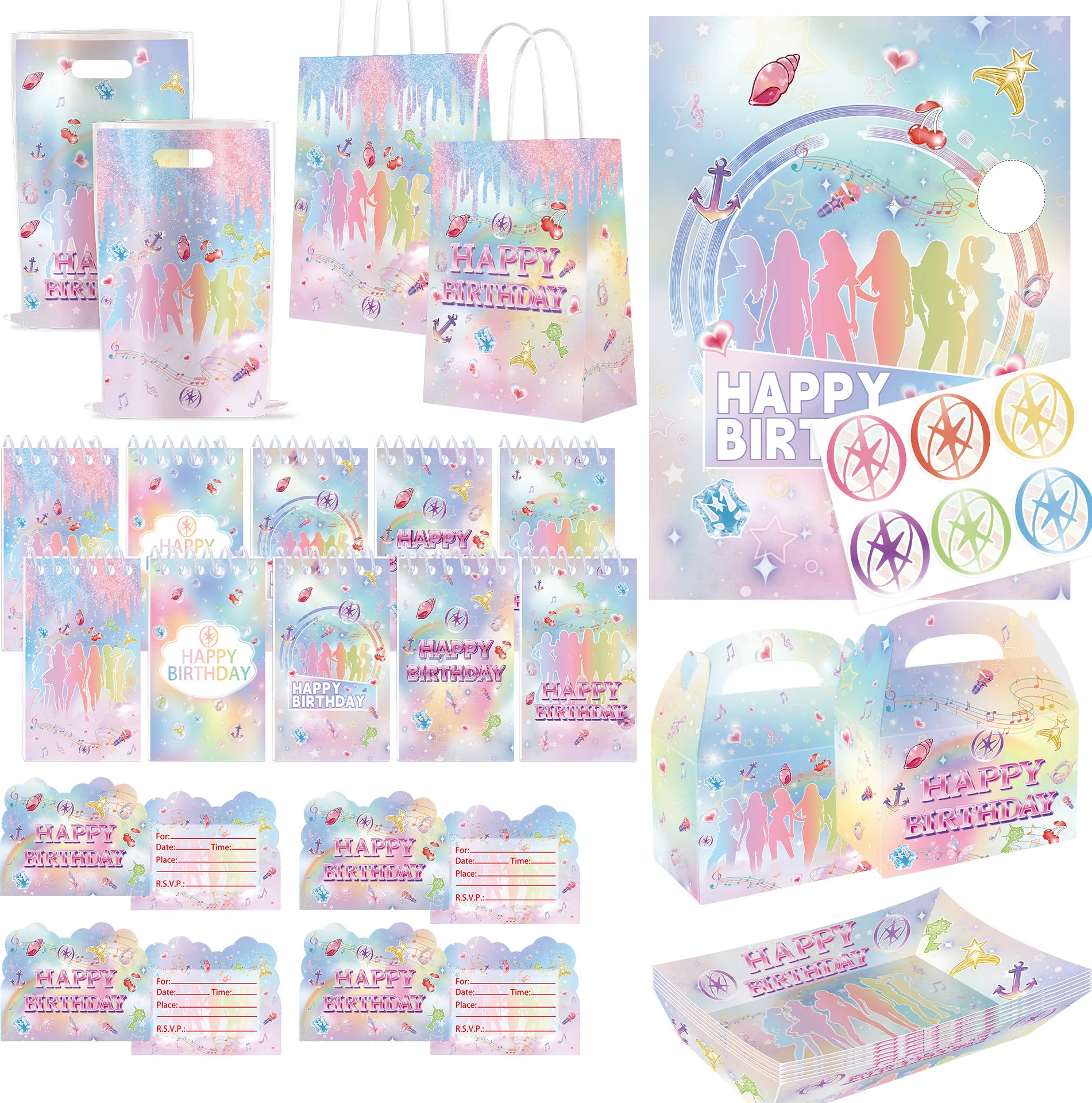 

Новые товары для вечеринок K-Katseye Girl Group: бумажные пакеты, коробки для конфет, украшения для дня рождения в стиле Honeycomb.