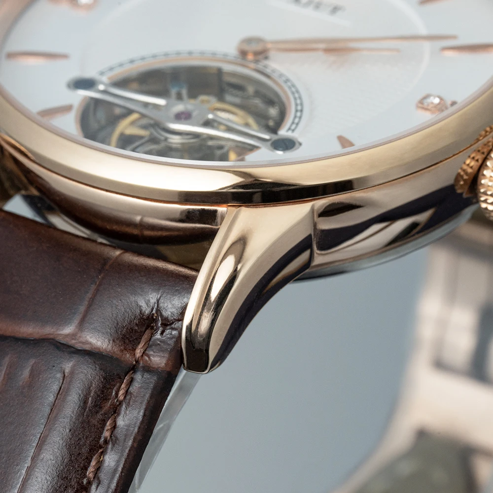 Ajut voando tourbillon relógio homem 0253 esqueleto de luxo movimento automático relógios mecânicos safira para homem à prova dwaterproof água simples