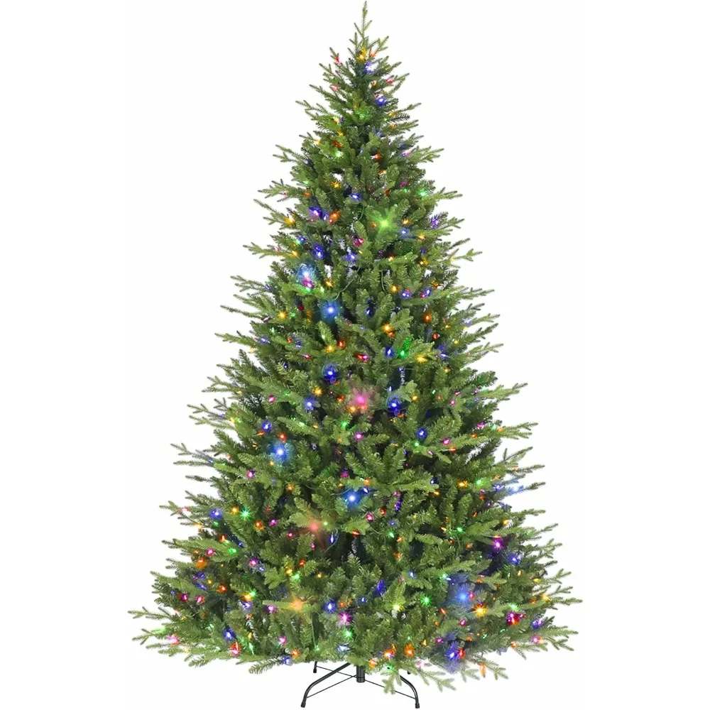 9 ft Prelit Christmas Tree, Artificial Christmas Tree wth 750 Color Changing LED Lights, 4240 PE&PVC Branch Tips, 10 Colors