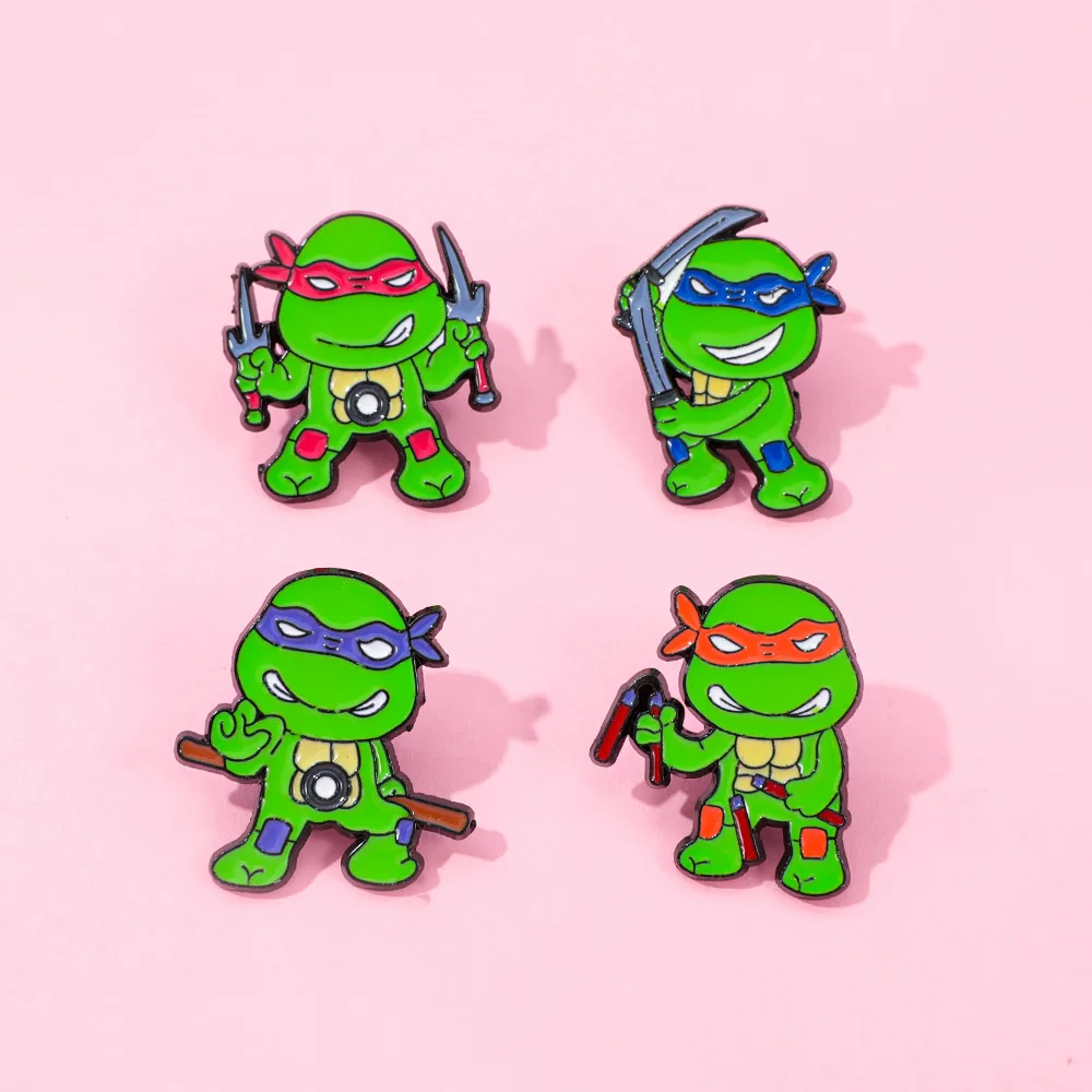 Teenage Mutant Turtles Ninja Leonardo Michelangelo Broche Set Anime Legering Emaille Pin Vechtsporten Cadeau voor Fans Turtle Power