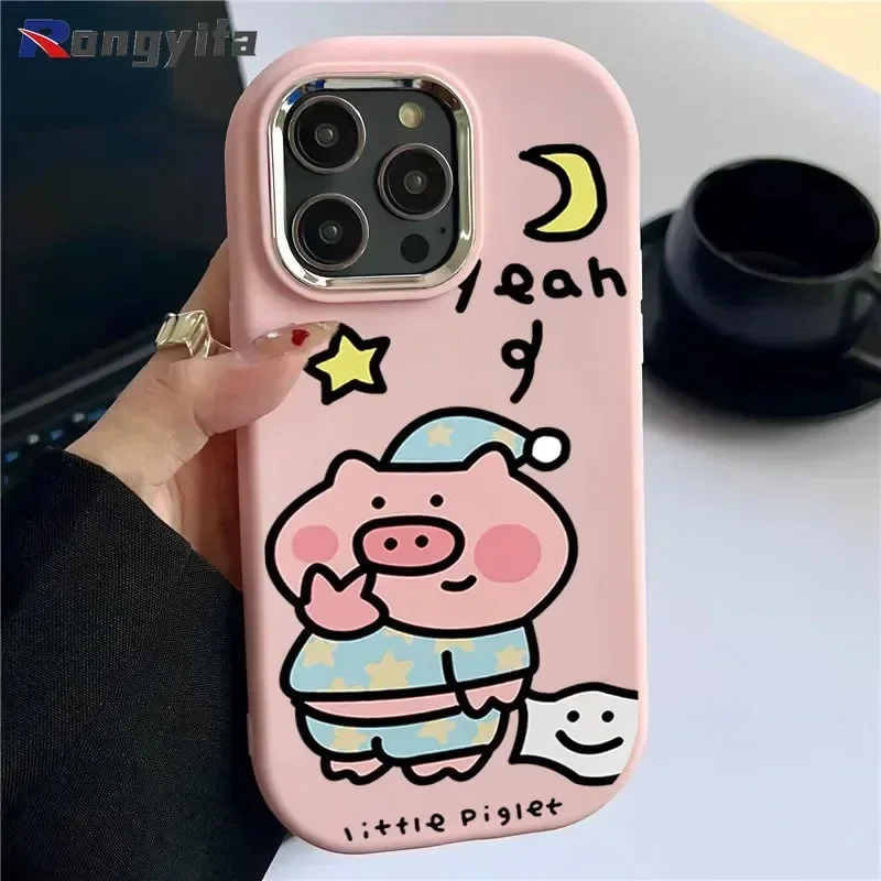 For OPPO Reno 12 11F 11 10 Pro 8Z 7Z 8 7 Lite 9 6 5k 5 4 Pro SE A1 A98 F23 R17 Phone Case Cute Pink Pig Cartoon Back Cover