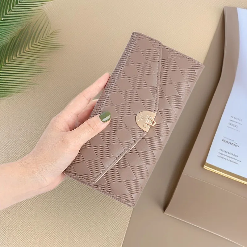 

Длинный женский кошелек, новая высококачественная складная тройная сумка из искусственной кожи, многофункциональная простая модная универсальная сумка с пряжкой, большая вместительность