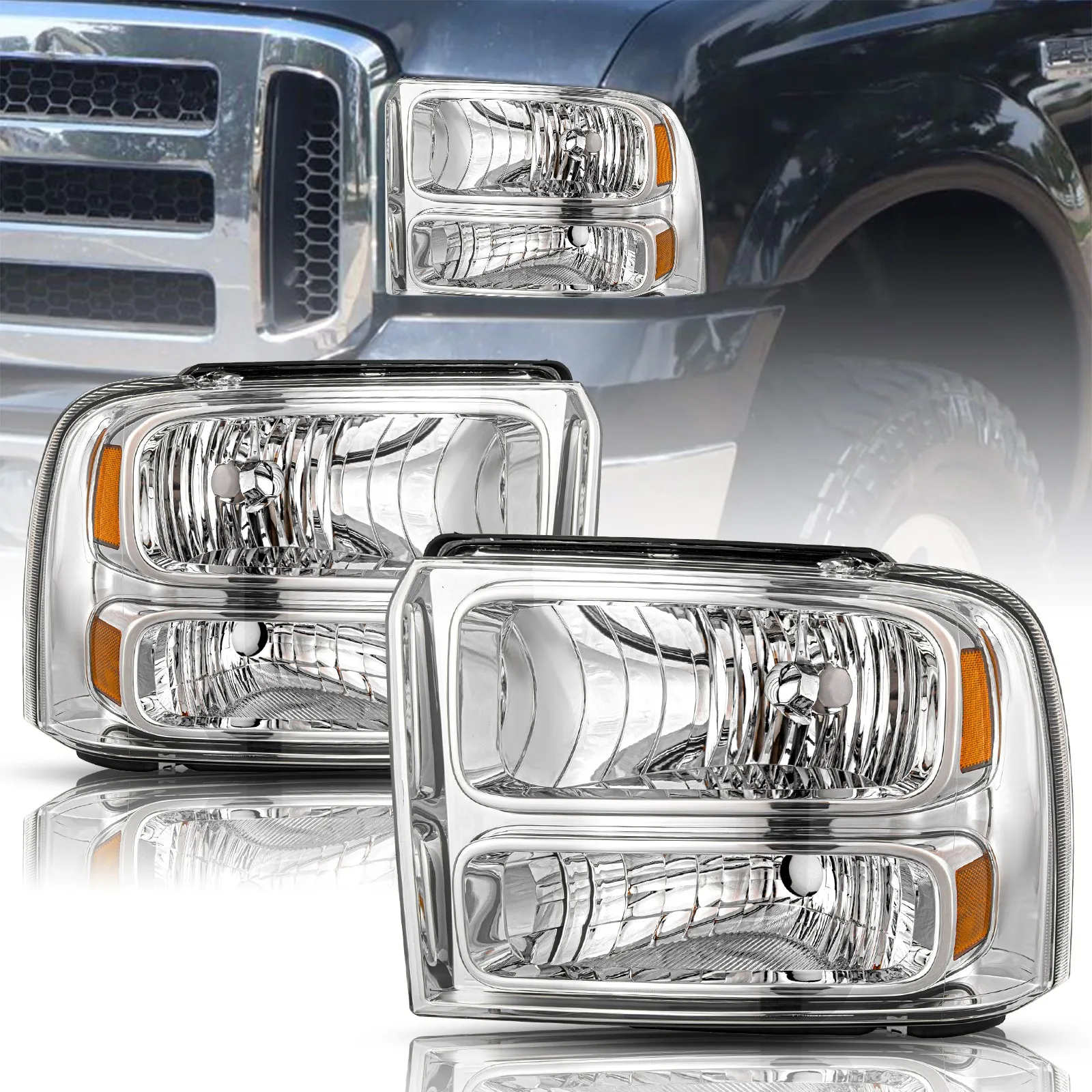 

Fit For 2005-2007 Ford F250 F350 F450 F550 Super duty Headlights 05-07 Headlamp
