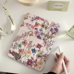 Étui papillon floral avec fente pour crayon pour iPad, étui pour iPad Air5, 4, 10.9, Pro11, 12.9, Mini6, 2019, 10.2, 9e, 10e, 2022 génération