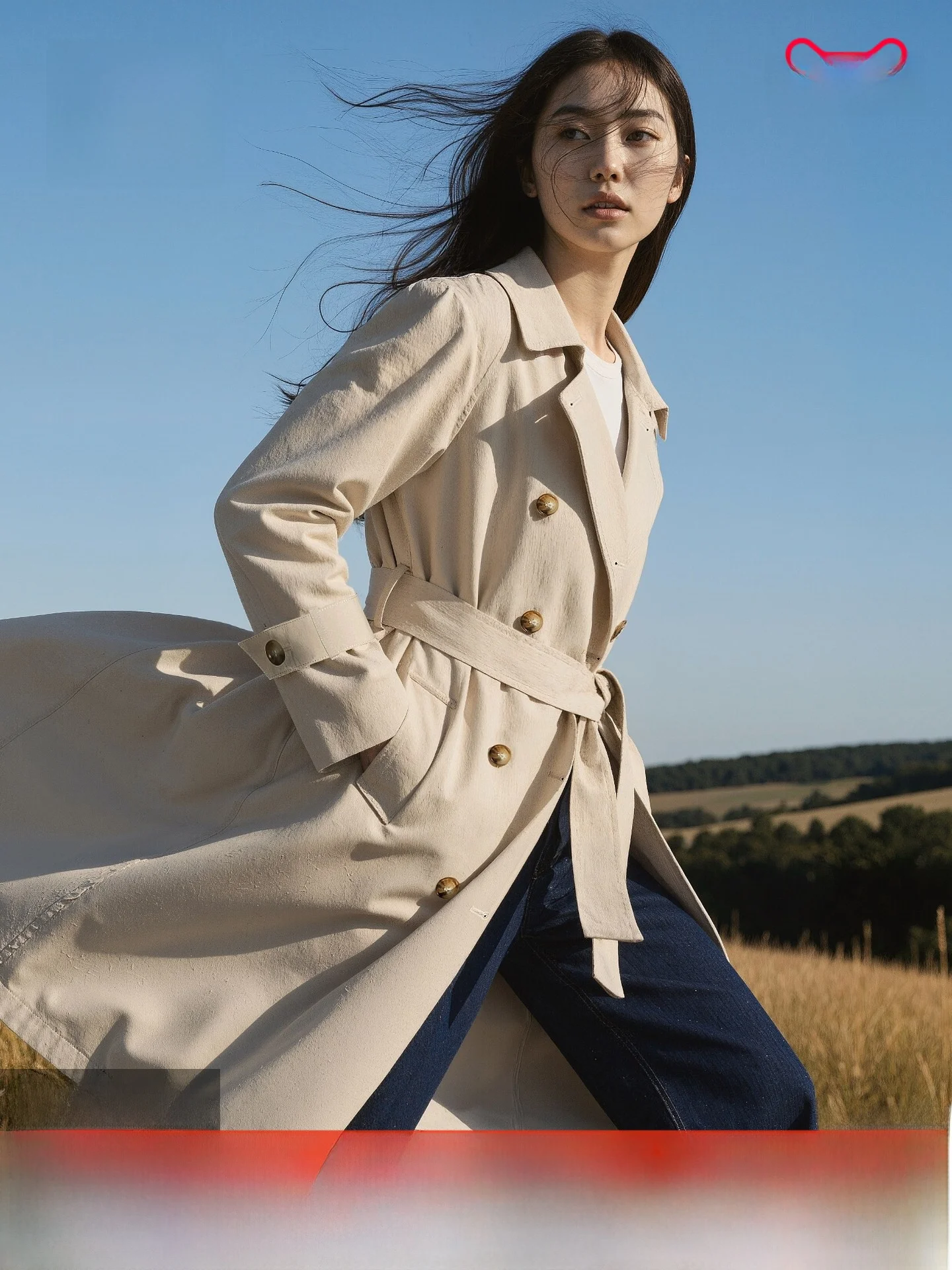 

Женское длинное легкое комфортное модное пальто H&M в британском стиле, свободного кроя, из нейлонового волокна, двубортное