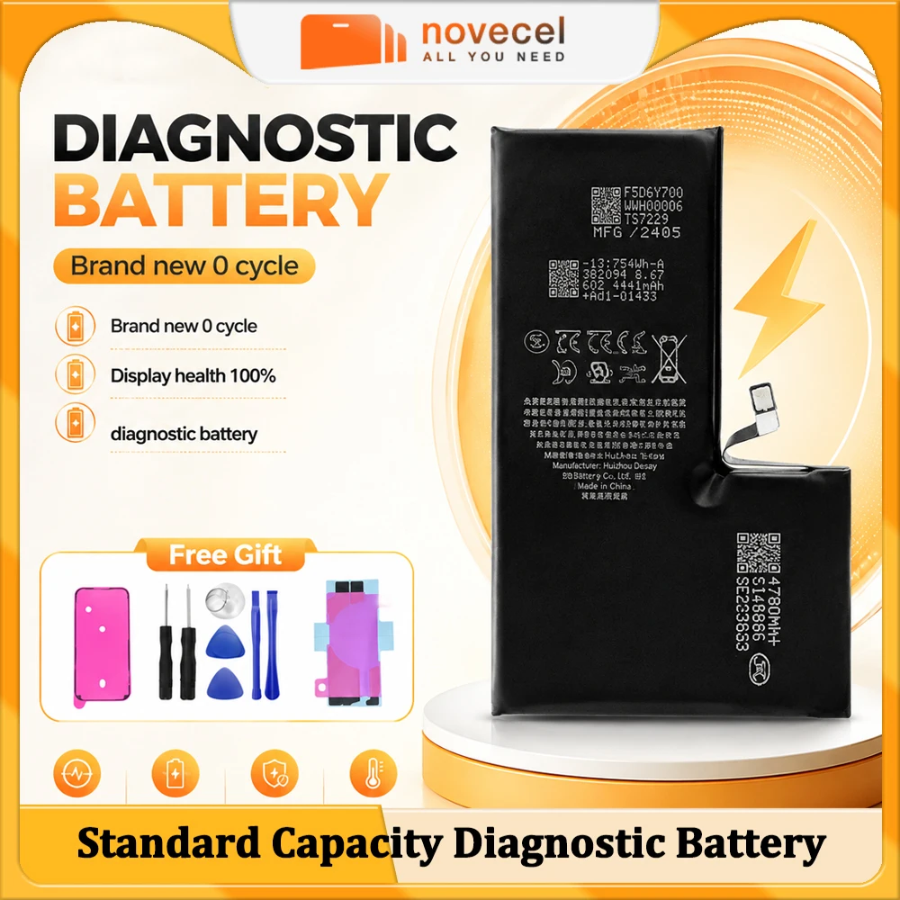 1pc Diagnostic Battery With Tools For iPhone 12 13 14 15 Plus Pro Max Standard Capacity 100% Health Stable On IOS 26 No Pop Up