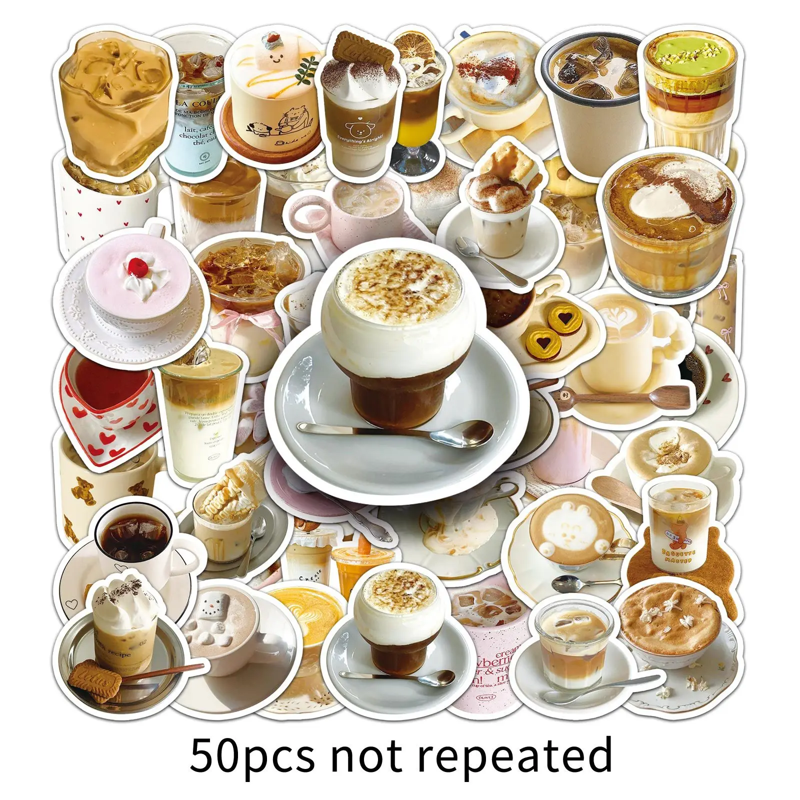 10/30/50PCS Coffee INS Style Food Brown Cartoon Sticker DIY Phone Laptop Luggage Skateboard Graffiti Decals Fun forToy